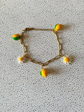 Bracelet « Dolce vita » Chaîne Dorée Breloques Citrons et Marguerites | Bijou Été